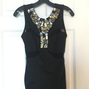 Black BodyCon Fitted Mini Dress and Mesh Cutouts